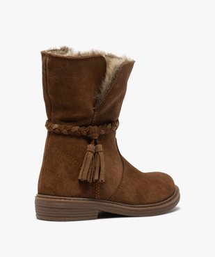 Boots fille zippées dessus cuir et col fourrure imitation vue4 - GEMO (ENFANT) - GEMO