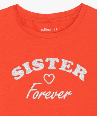 Tee-shirt fille à manches courtes avec motif girly vue3 - GEMO (ENFANT) - GEMO