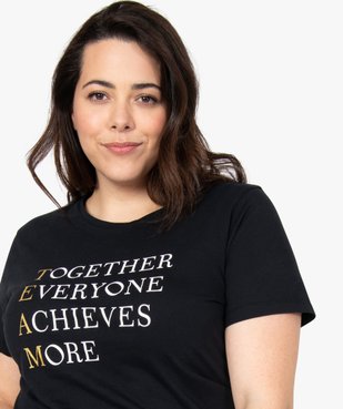 Tee-shirt femme avec inscriptions et paillettes vue2 - GEMO (G TAILLE) - GEMO