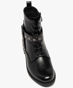 Boots femme à talon plat style godillots à bride fantaisie vue5 - GEMO (CASUAL) - GEMO