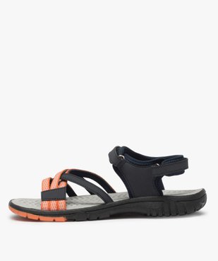 Sandales femme tout terrain à fines brides et scratch vue3 - GEMO (CASUAL) - GEMO