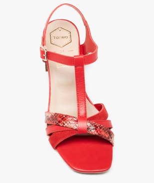 Sandales femme à talon carré et brides en cuir - Taneo vue5 - TANEO - GEMO