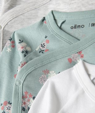 Body bébé manches longues fermeture croisée (lot de 5) vue4 - GEMO C4G BEBE - GEMO