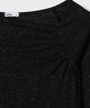 Tee-shirt manches longues à col froncé fantaisie fille vue2 - GEMO (JUNIOR) - GEMO