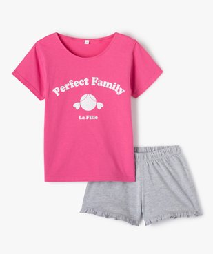 Pyjashort fille imprimé aux couleurs dépareillées vue1 - GEMO (ENFANT) - GEMO