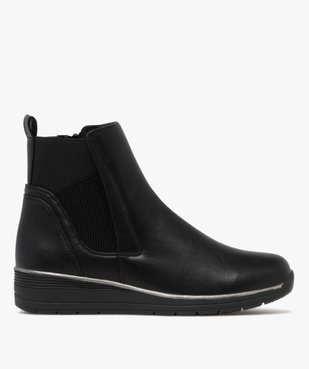 Boots femme confort intérieur fourré à bout carré et liseré - Hobiz vue1 - HOBIZ - GEMO