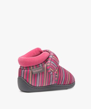 Chaussons bébé fille bottillons à scratch - Isotoner vue4 - ISOTONER - GEMO