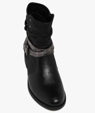 Boots femme à petit talon avec col effet plissé et brides fantaisie vue6 - EMILIA ROSA G4G - GEMO