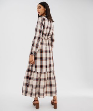 Robe chemise longue en viscose à carreaux femme vue3 - GEMO(FEMME PAP) - GEMO
