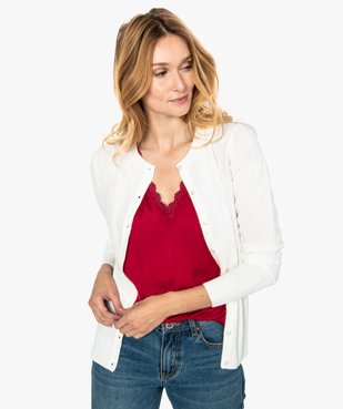 Gilet femme boutonné coupe classique et col rond vue1 - GEMO (MAILLE) - GEMO