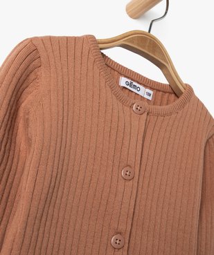 Gilet boutonné en maille côtelée bébé fille vue3 - GEMO(BEBE DEBT) - GEMO