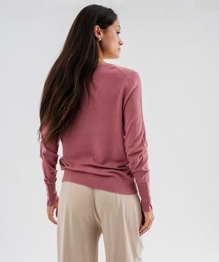 Pull fin en viscose avec col V et boutons aux poignets femme vue3 - GEMO 4G FEMME - GEMO