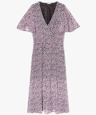Robe femme imprimée longue avec taille smockée vue4 - GEMO (G TAILLE) - GEMO