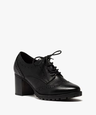 Escarpins femme unis à talon style derbies avec bout golf vue2 - GEMO(URBAIN) - GEMO
