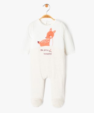 Pyjama velours à pont-dos motif biche bébé vue1 - GEMO(BB COUCHE) - GEMO