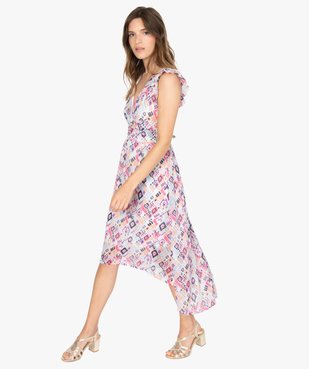 Robe femme en voile imprimé asymétrique vue1 - GEMO(FEMME PAP) - GEMO