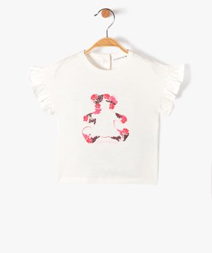 Tee-shirt bébé fille à manches volantées et sequins - LuluCastagnette vue1 - LULUCASTAGNETTE - GEMO