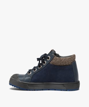 Boots garçon en cuir fermeture lacets et zip - Bopy vue3 - BOPY - GEMO