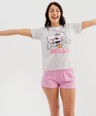 Pyjashort bicolore avec motif femme - Diddl vue1 - DIDDL - GEMO