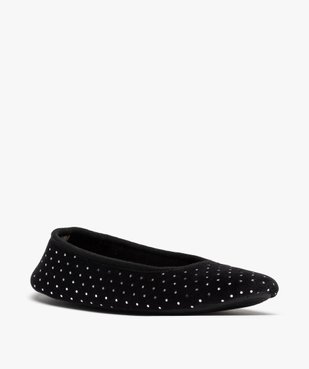 Chaussons femme ballerines en velours à pois métallisés vue2 - GEMO(HOMWR FEM) - GEMO