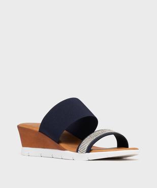 Mules à talon compensé, semelle sport et brides élastiques à strass femme vue2 - VALENTINA BALDA - GEMO