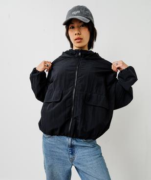 Sweat zippé à capuche coupe courte en matière déperlante fille vue6 - GEMO (JUNIOR) - GEMO