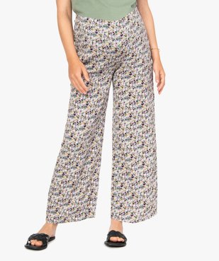 Pantalon de grossesse ample à fleurs et smocks à la taille vue1 - GEMO (MATER) - GEMO
