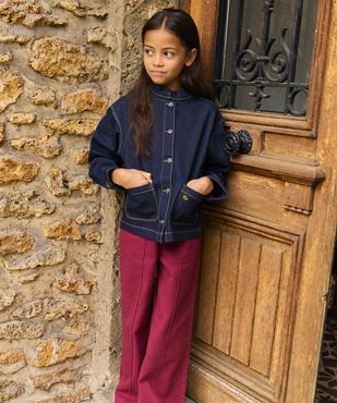 Veste en jean coupe droite avec col froncé fille - LuluCastagnette vue6 - LULU CASTAGNETTE G4G D - GEMO
