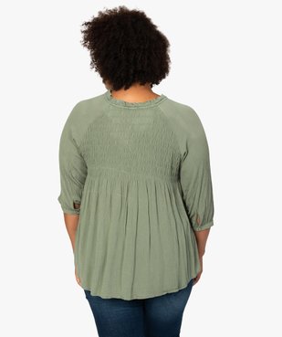 Blouse femme en crêpe avec buste smocké vue3 - GEMO (G TAILLE) - GEMO