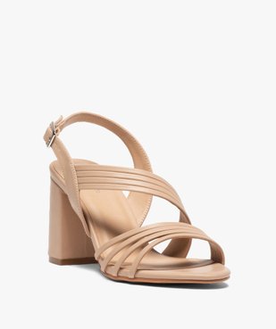 Sandales femme unies à talon et fines brides vue2 - GEMO(URBAIN) - GEMO