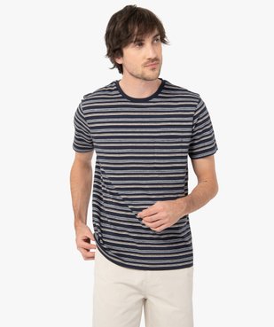 Tee-shirt homme à manches courtes et rayures multicolores vue1 - GEMO (HOMME) - GEMO