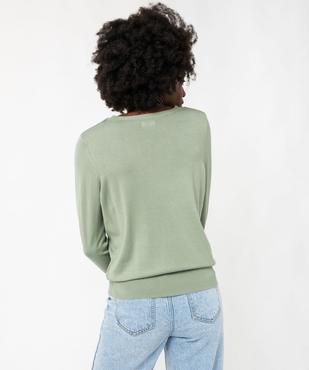 Pull fin à col V avec boutons aux poignets femme vue3 - GEMO 4G FEMME - GEMO