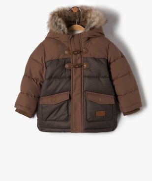 Manteau bébé garçon à capuche avec doublure peluche - LuluCastagnette vue1 - LULUCASTAGNETTE - GEMO