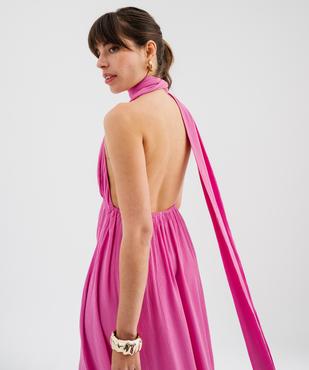 Robe longue dos-nu multi-look en viscose femme vue3 - GEMO(FEMME PAP) - GEMO