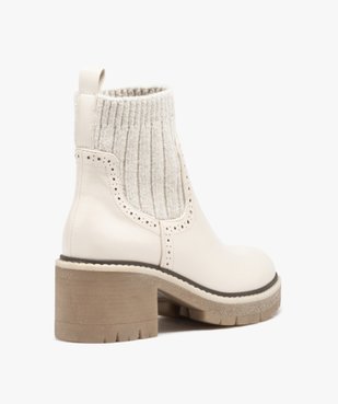 Boots femme à talon carré dessus verni avec col chaussette vue4 - GEMO(URBAIN) - GEMO
