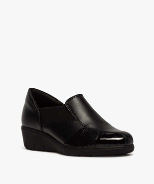 Mocassins femme confort talon compensé et col élastiqué vue2 - GEMO (CONFORT) - GEMO