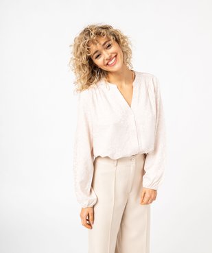 Chemise en matière satinée à motifs fleuris femme vue1 - GEMO(FEMME PAP) - GEMO