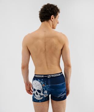 Boxer en microfibre motif tête de mort homme - Freegun vue3 - FREEGUN - GEMO