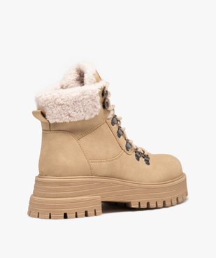 Boots femme unies en suédine fourrées et à col en sherpa vue4 - GEMO (CASUAL) - GEMO