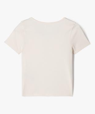 Tee-shirt manches courtes à côtes et faux boutons fille vue3 - GEMO 4G FILLE - GEMO