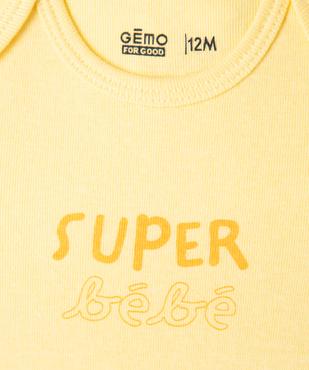 Body à manches courtes avec message bébé garçon (lot de 3) vue2 - GEMO 4G BEBE - GEMO