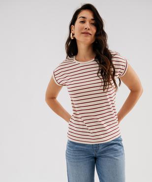 Tee-shirt rayé à manches ultra courtes femme vue1 - GEMO 4G FEMME - GEMO