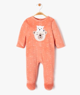 Pyjama bébé à pont-dos en velours à motifs ours vue2 - GEMO(BB COUCHE) - GEMO
