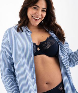 Soutien-gorge emboitant en microfibre et dentelle femme grande taille vue1 - GEMO(HOMWR FEM) - GEMO