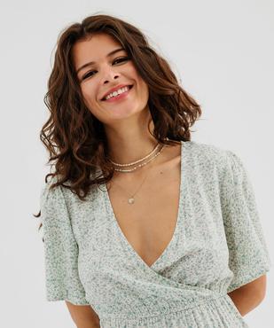 Robe courte imprimée à manches courtes femme vue3 - GEMO 4G FEMME - GEMO