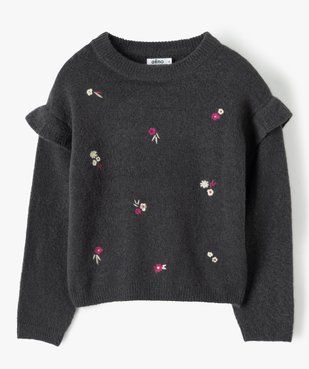 Pull fille avec motifs fleuris brodés sur l’avant vue1 - GEMO (ENFANT) - GEMO