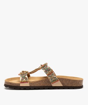 Mules femme à talon plat et brides ornées de perles vue3 - GEMO (CASUAL) - GEMO