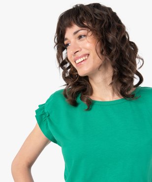 Tee-shirt femme à col rond et manches courtes froncées vue2 - GEMO(FEMME PAP) - GEMO