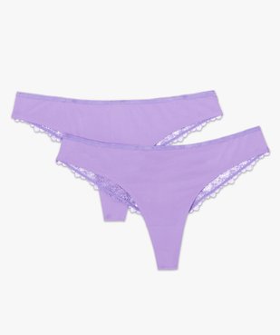 Tanga femme en microfibre et dentelle (lot de 2) vue4 - GEMO(HOMWR FEM) - GEMO