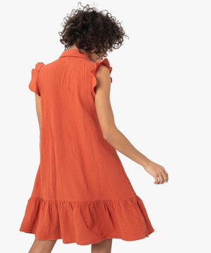 Robe femme en gaze de coton à col chemise vue3 - GEMO(FEMME PAP) - GEMO
